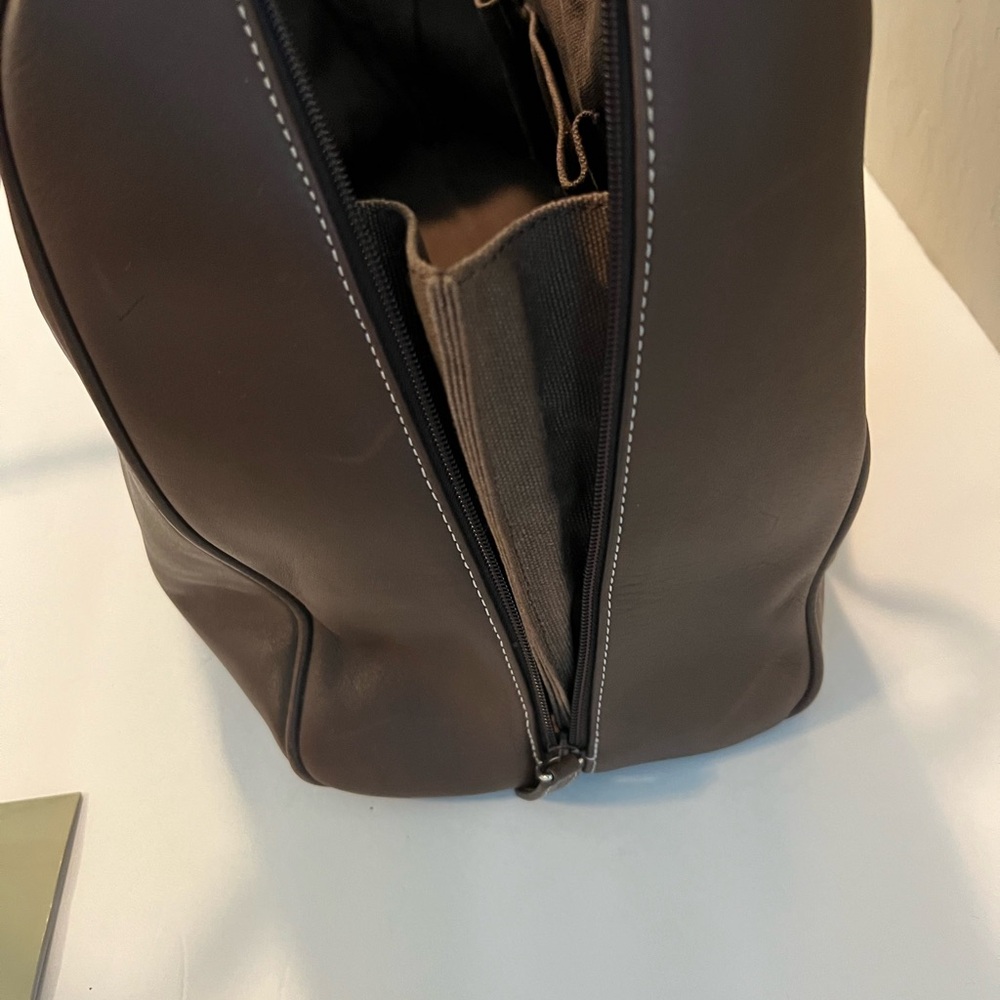 Levenger Dark Brown Leather Duffel Bag - Picture 13 of 15